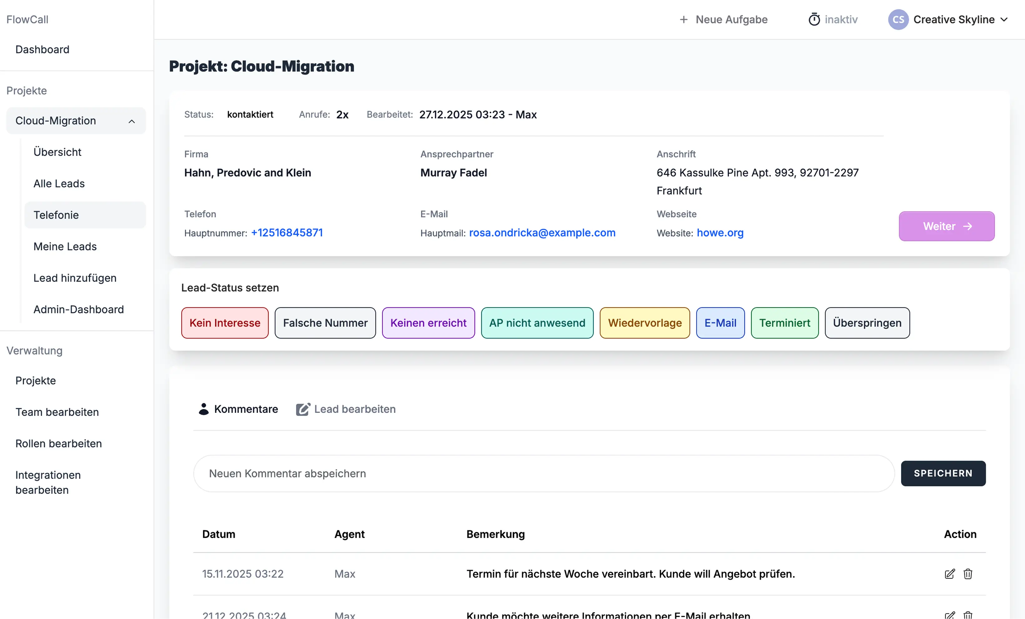 Telefonie Integration