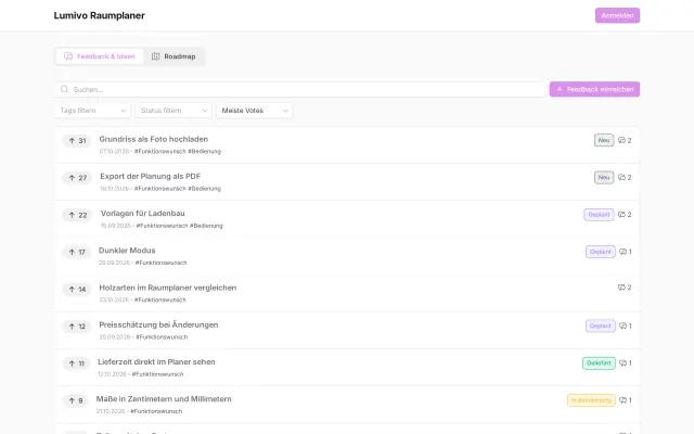 Öffentliches Feedback-Portal von FlowSaaS